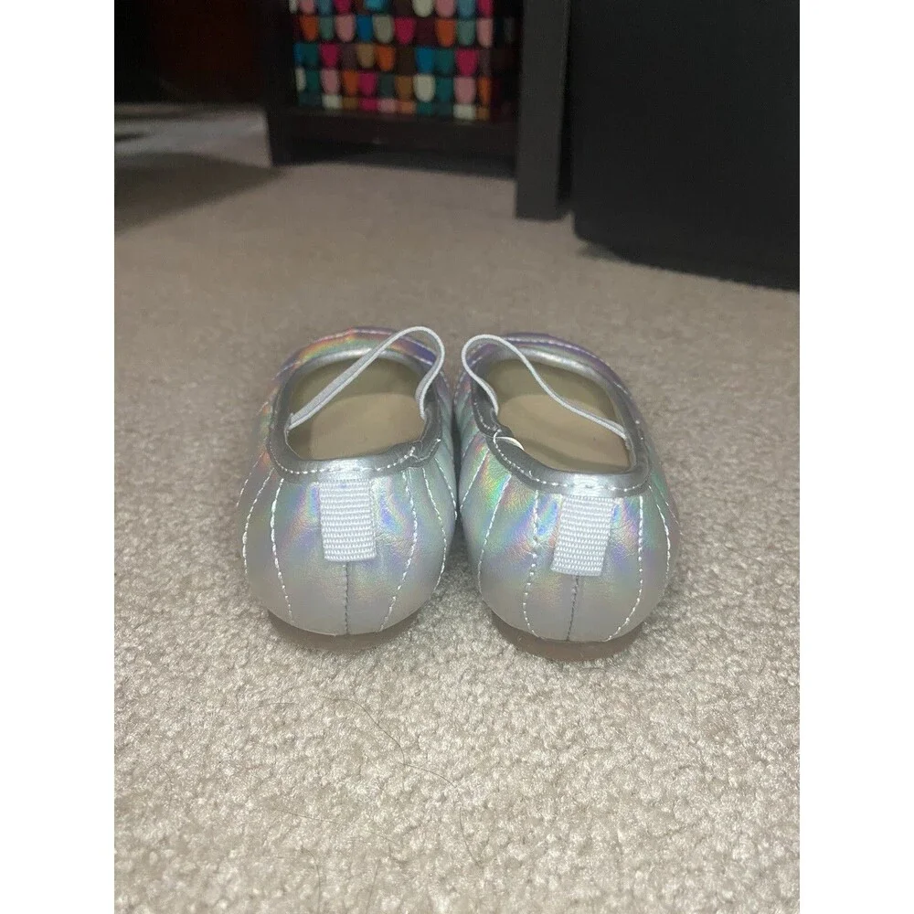 Carter’s Toddler Girls Silver Metallic Flats Dress Shoes Bow Size 7C Wedding
